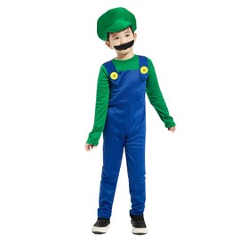 COXNSXX Plumber Brothers Costume, Cosplay Costume with Hat and Moustache, Suitable for Cosplay, Carnival and Theme Parties