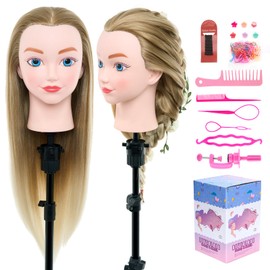 Neverland Beauty Mannequin Head with Hair, 20 Inch Cosmetology Manikin Practice Braiding Doll Head for Hair Styling, Training Head for Braiding Hairdressing for Kids