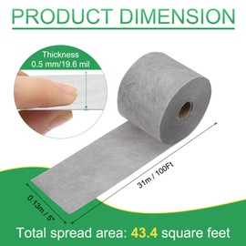 sourcing map Waterproof Membrane 5 inch x 100Ft / 43.4 Square Feet Waterproofing Membrane 20 Mil Tile Underlayment Polyethylene Fabric Roll for Tiles Shower Walls Bathroom Floors, Grey