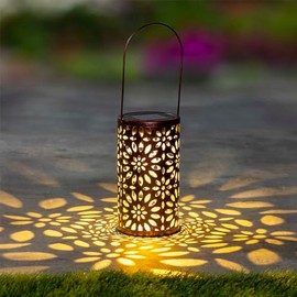 Haushalt International LED Solar Lantern in Flower Design 10 x 18 cm 1 Warm White LED