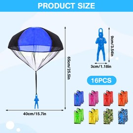Neikafan 16 Pcs Parachute Toy Hand Throw Parachute Toys for Kids Soldiers Army Men Play Parachute Game Outdoor Toys Parachute Creative Craft Toy for Children And Adults 8 Colors
