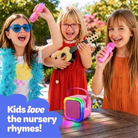 Move2Play, Karaoke Machine for Kids | Includes 20+ Kid Songs | 2 Microphones | Connect with Bluetooth | 3, 4, 5, 6, 7+ Year Old Gift | Toy for Girls, Boys, & Toddler | Birthday Present
