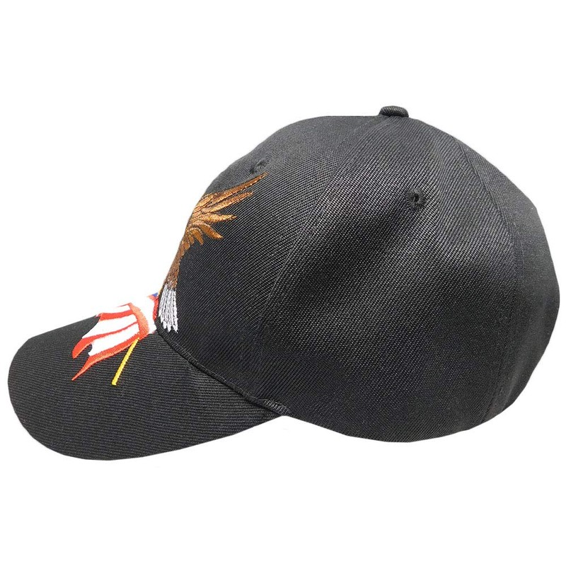 USA Flag Patriotic Eagle Shadow Adjustable Embroidered Black Acrylic Cap