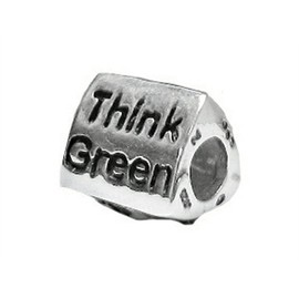 Zable Sterling Silver Think Green Bead/Charm