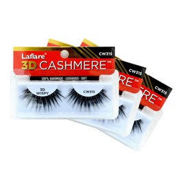LAFLARE 3D CASHMERE Eyelashes, Natural Look, Wispy, Glam, Fresh, Fluffy, Soft, Reusable, Luxurious Handmade Strips False Lashes - 3 PACKS BUNDLE SPECIAL CW (CW315, 3)