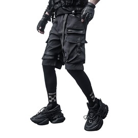 Niepce Inc Japanese Streetwear Techwear Cargo Shorts for Men (US, Alpha, X-Large, Regular, Regular, Black-s429)