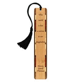 Henry David Thoreau Quote This World is But a Canvas to Our Imagination Engraved Wooden Bookmark - Also Available with Personalization - Made in The USA