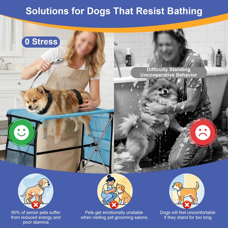 Foldable Pet Grooming Bath Table for Dogs & Cats –
