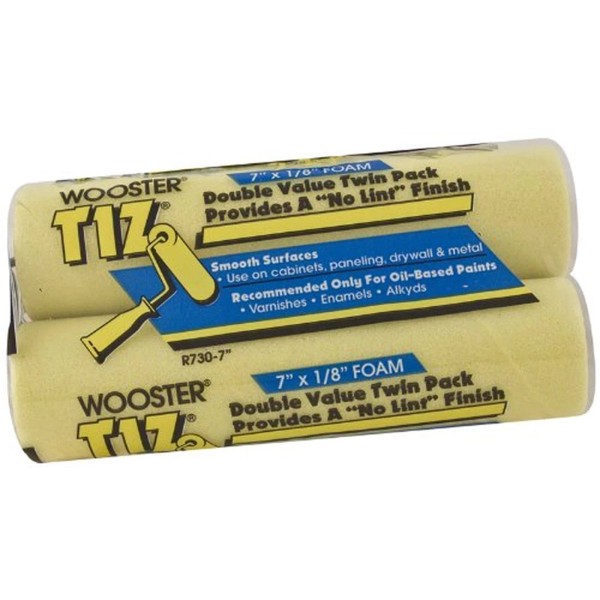 Wooster Brush R730-7 Tiz Foam Roller Cover, 1/8-Inch Nap, 2-Pack,