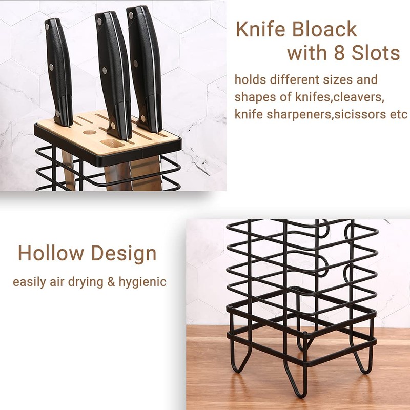 LINFIDITE Knife Block Holder Universal Kitchen Knife Organizer Storage Stand