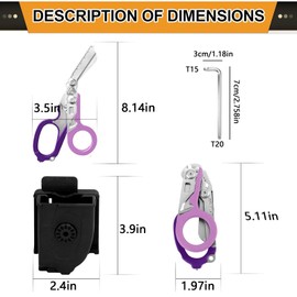 Rescue Scissors, Trauma Scissors, 6-in-1 Foldable Trauma Scissors, Emergency Scissors, Bandage Scissors with K Protective Case, Wrench for Professional Emergency Services, Outdoor Camping (Double)