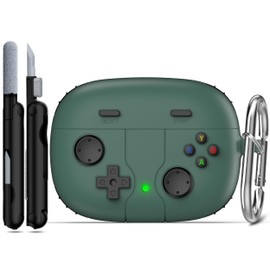 RFUNGUANGO Compatible with JBL Vibe 200TWS/JBL Vibe Beam Protective Case, Soft Silicone Game Console Theme Protective Case with Cleaning Kit, with Carabiner,Green