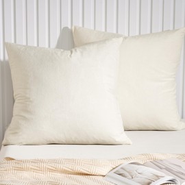 PHF Super Soft Velvet Throw Pillow Covers, 24"x24", No Insert, 2 Pack Color Gradient Cushion Covers, Ultra Soft Cozy Square Covers Shell for Home Decorative, No Shedding, No Pilling, Cream