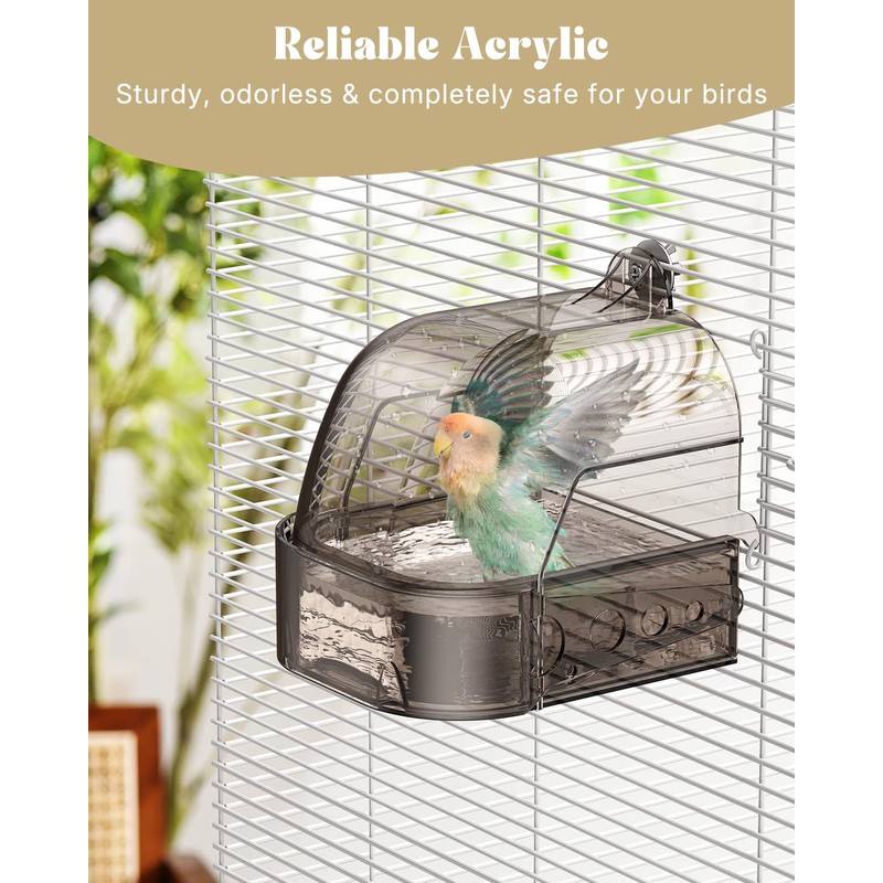 Pawfly Bird Bath for Cage, Parakeet Bath, Parakeet Bird Bath,