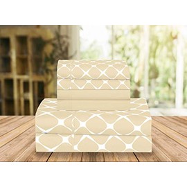 Elegant Comfort Luxury Soft Bed Sheets Bloomingdale Pattern - 1500 Premium Hotel Quality Microfiber Softness Wrinkle and Fade Resistant (6-Piece) Bedding Set, Queen, Linen Cream