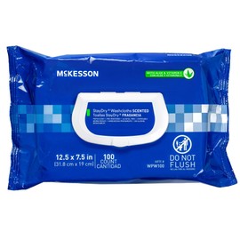 McKesson StayDry Disposable Wipes or Washcloths for Adults with Aloe, Incontinence, Alcohol-Free, Not-Flushable, Pleasantly Fragranced Aloe and Vitamin E Formula