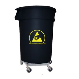 StaticTek WBAS28 Series Conductive Trashcan | Cleanroom ESD Accessories | ESD Waste Basket for ESD Safe Work Surface | 7 Gallons (28 Quart) | Black | STK-WBAS28-L20