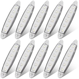 Justech 10 x 6 LEDs Trailer Side Marker Lights Side Marker Lights Side Lights Marker Lights Waterproof White Light for Lorry Motorhome Caravan Trailer
