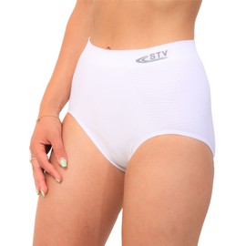 STV Womens Seamless High Waist Tummy Control Slimming Shapewear White