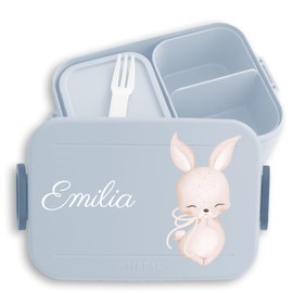 Kinder Bento Box Midi Lunchbox für Mepal Bentobox - Hasen - Süßer Hase Kaninchen Langohr Osterhase Waldtier - 900 ml - Hellblau - brotdose mädchen kindergarten bunny brotbüchse