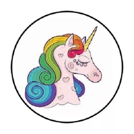 Homemade 48 Unicorn Head !!  ENVELOPE SEALS LABELS STICKERS 1.2" ROUND