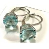 LEOPRA Blue Topaz Silver Plated Leverback Earrings 6MM Blue Dangle