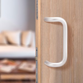 MorningRo Offset Door Pull Commercial Door Handle 10" Center to Center Aluminum 90 Degree 1" Diameter 3-1/2" Projection 2-1/2" Gap Through Bolt Mounting for 1-3/4" Gate, Clear Anodized Finish