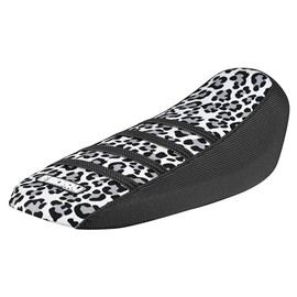 Enjoy Mfg Ribbed Seat Cover - Compatible Fit for Sur Ron Sur-Ron Light Bee MX & X E-Bike - Printed top Ribbed- #349 (Black Sides/Leopard top/Black Ribs)