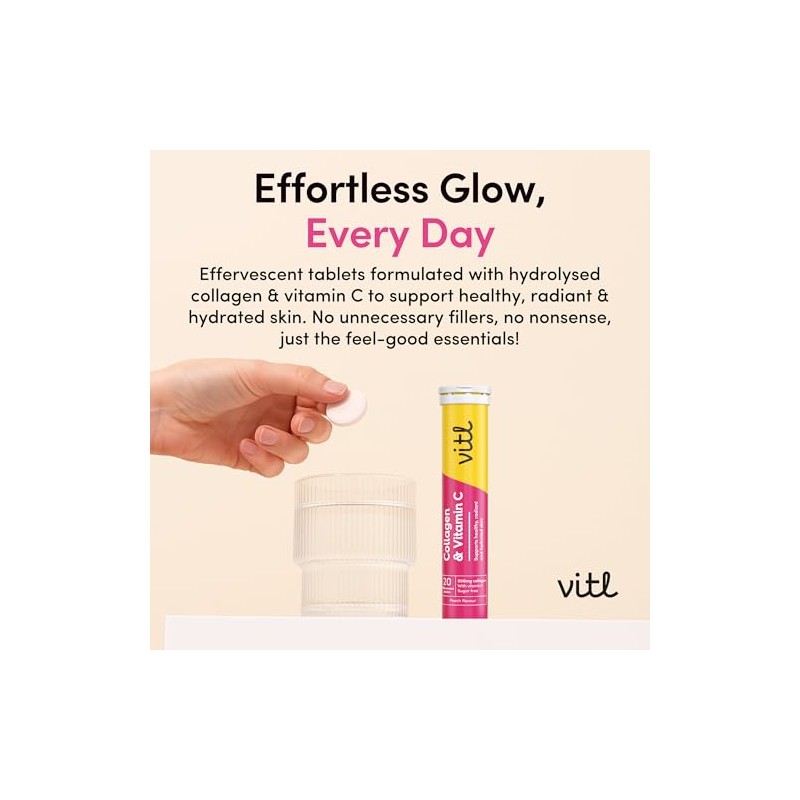Vitl Collagen & Vitamin C Effervescent Tablets | Nutritional Support