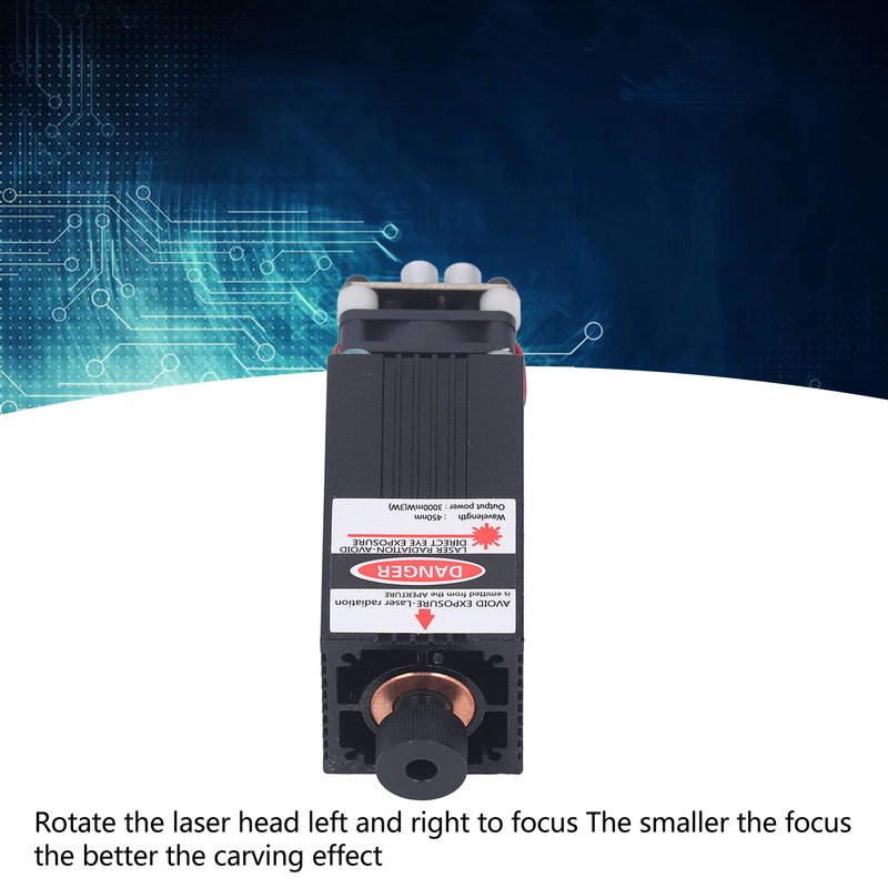 3W Engraving Laser Module 450nm Blue Light Focusable Fast Heat