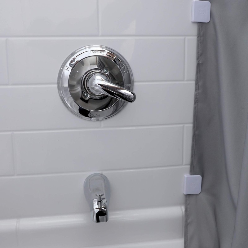 SlipX Solutions Adhesive Shower Splash Clips for Shower Curtains, Keeps