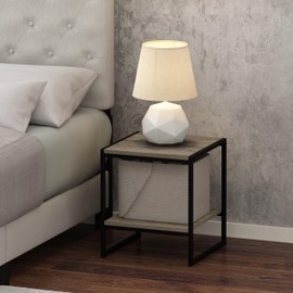 Furinno FM19122GYW Camnus Modern Living 2-Tier End Table, French Oak Grey, 15.9 in x 15.75 in x 18 in