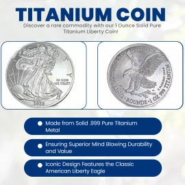 TWO 1 TROY OUNCE/OZ .999 Pure TITANIUM Metal Walking Liberty/Eagle Rounds/coins