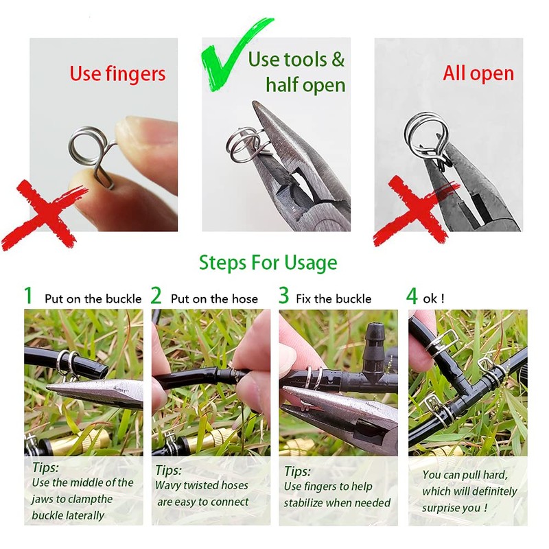 Heeqinn 1/4" Irrigation Hose Clamp, Firm and Leak-Proof, Easy to