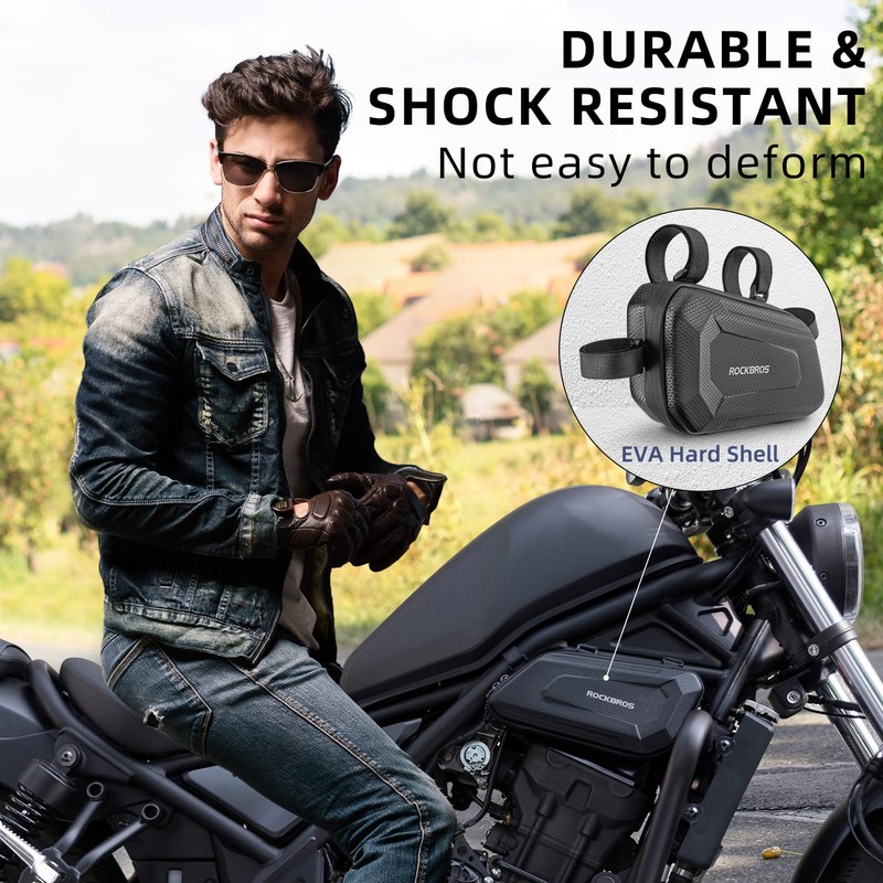ROCKBROS Triangle Side Bag - EVA Hard Shell Motorcycle Storage