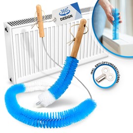 PEARWAY Radiator Brush Set of 2 + Vent Key - Radiator Brush Long Effectively Reduces Heating Costs - Radiator Cleaning Brush - Extra Firm Bristles - Heating Brush Long - Heating Cleaning