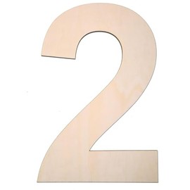 HGWOUY 12 Inch Unfinished Wooden Number 1, 1/4 Inch Thick Blank Wood Number for Wall Decor DIY Crafts Project Birthday Wedding Christmas Decorations (2)