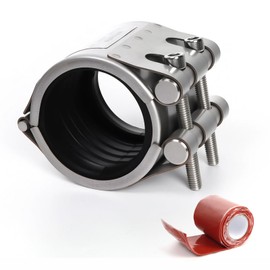 Kodilin Upgraded Pipe Repair Clamp with M1 Self-Adhesive Leak-Sealing Tape | 304 Stainless Steel Rust-Proof Emergency Pipe Repair Kit for Plastic & Metal Pipes, 2" (56-59mm)