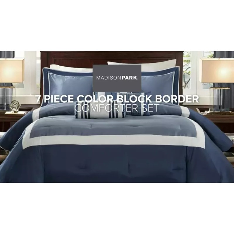Madison Park 7 Pieces Comforter Set-Deluxe Hotel Collection Luxury Bedding