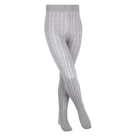 FALKE Kids Classic Rib tights, 1 pair, UK size 12.2.5 (EU 122-128), Grey, cotton mix - Skin friendly cotton, reinforced stress zones for optimum durability