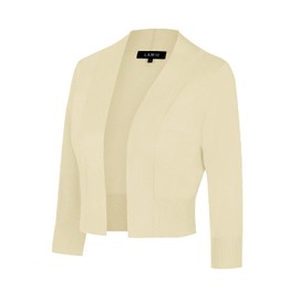 LADI TREND Womens Cardigan Open Front Elegant Dress Cardigans for Ladies Cropped Shrugs (Beige XXL)