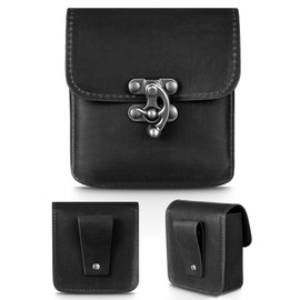 Silkfly Medieval Vintage Belt Pouch Leather Waist Bag Renaissance Accessories Steampunk Waist Fanny Pack for Casual Hiking (Black,3.98 x 3.98 x 1.5 Inch)
