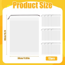 Coumy 12 Pcs Shoe Bags for Travelling Clear Waterproof Shoe Bag 15.7x11.8 Inch Portable Drawstring Suitcase Organizer Bags Large for Storage Travel Moving House Clothing Storage