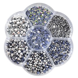 Liliume 5000 pieces Hotfix Rhinestones Mine Silver Rhinestones 21 Colours 5 Sizes 2 mm 3 mm 4 mm 4.8 mm Rhinestone Glass Round Rhinestones (Mine-Silver)