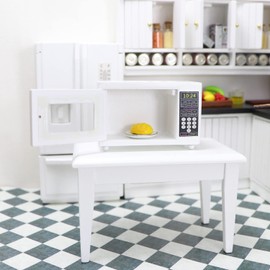 Miniature Microwave Dollhouse Accessories Oven Mini Kitchen Furniture Appliance 1:12 Mini House Decoration Model Decor High Simulation Accessories Ornaments (White)