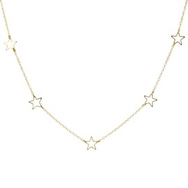 Gold Star Necklace floating locket 5 Stars Chain