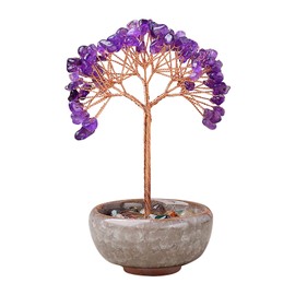 Amethyst Crystal Tree, Healing Stones Gemstones Tree, Tree of Life Decoration, Table Decoration, Gift Ornament Sculpture, Natural Crystal Stones for Chakra Reiki Gift