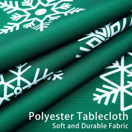 CAROMIO Tablecloth Christmas Table Cloth Rectangular 54x108inch Extra Large Washable Christmas Table Cover Protector with Snowflakes Print for Kitchen Dinning Tabletop, Green