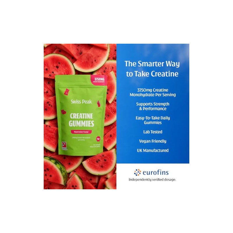 Swiss Peak Creatine Gummies 3750mg Creatine Monohydrate Watermelon Flavour 90