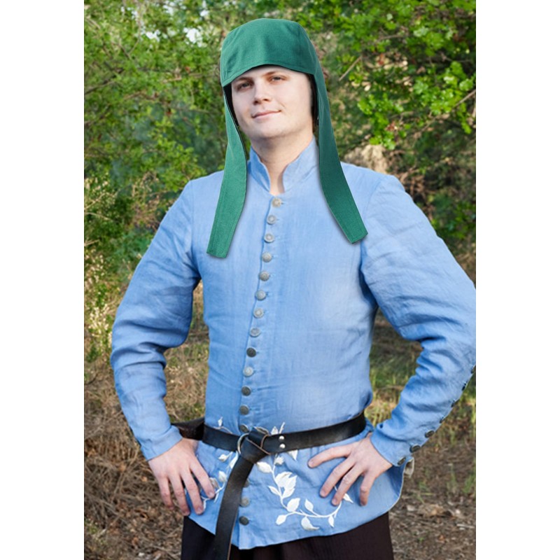 KUOIN Medieval Coif Cap Linen Hats Bonnet with Ear Flaps